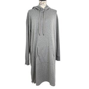 Garnet Hill Gray Hoodie Dress Pocket Side-Zipper Comfort Loungewear Womens XL